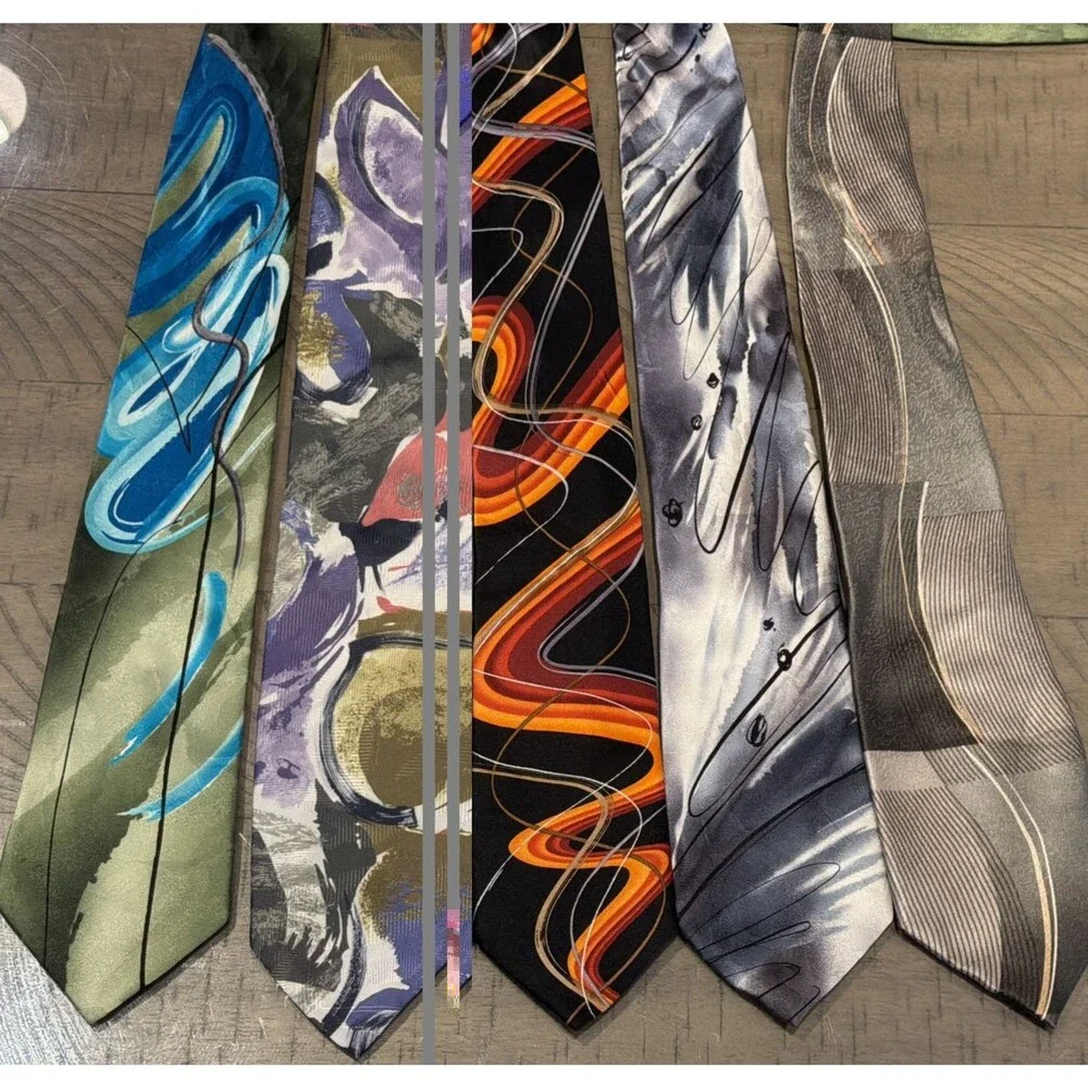 Lot of 5 J. Garcia Silk Ties Jerry Art Abstract Psychedelic Silk Neckties READ